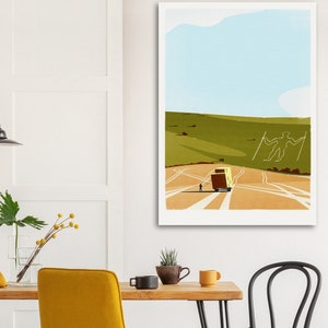 PRINT The Long Man of Wilmington Sussex South Downs retro print image 2