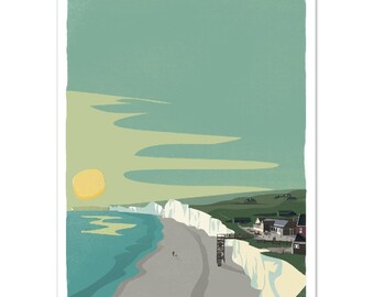 PRINT - Birling Gap, South Downs National Park Premium Matte Paper Poster