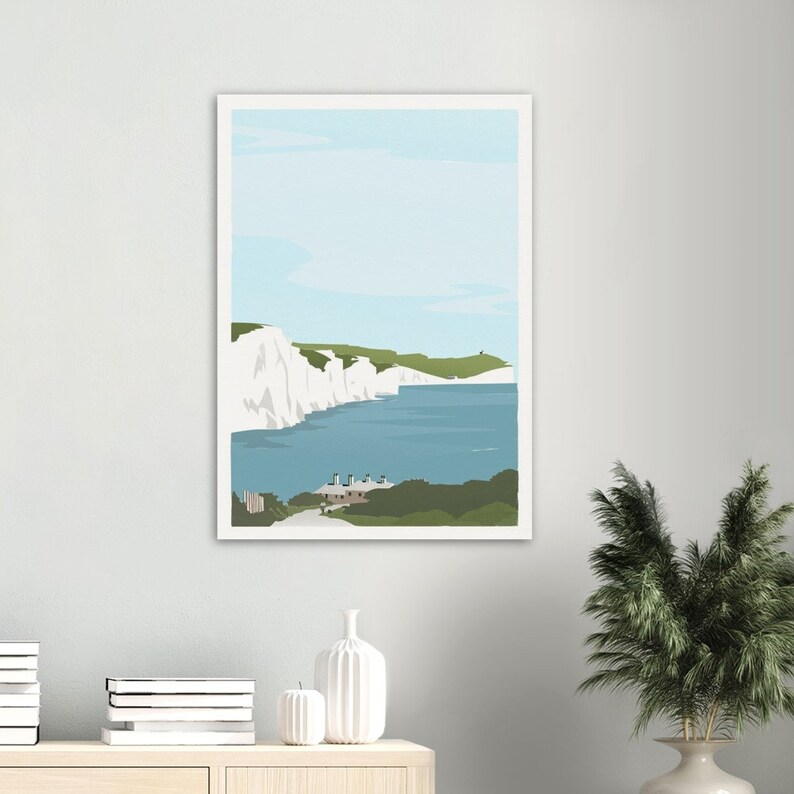 PRINT The Seven Sisters  Coastguard Cottages South Downs image 1