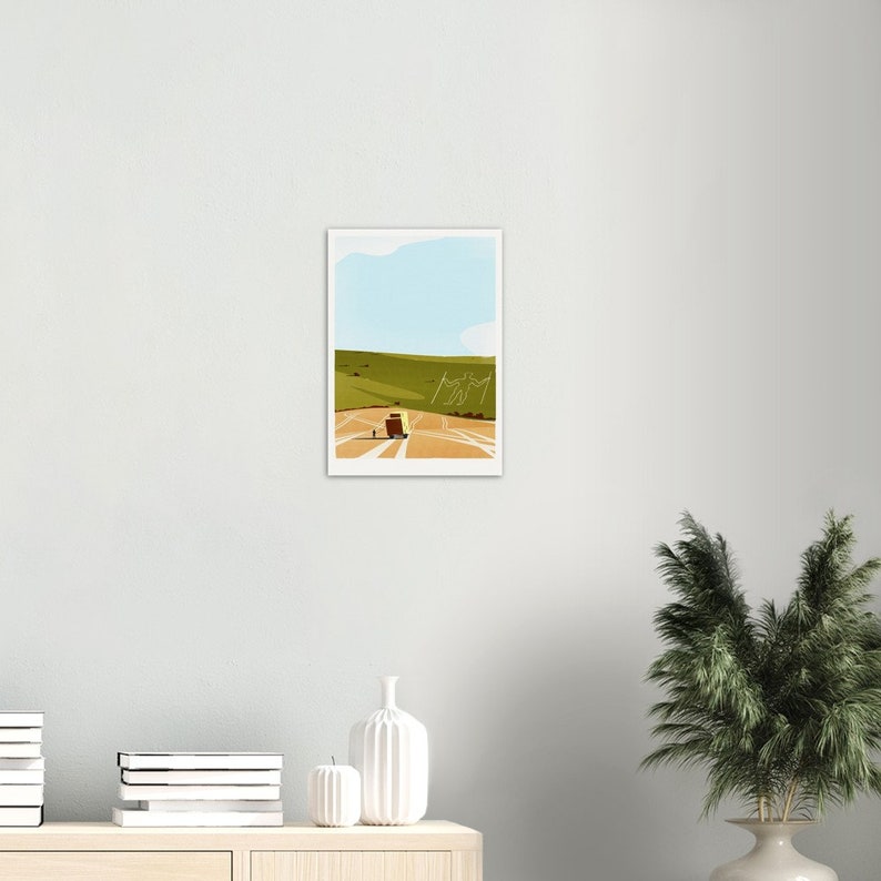 PRINT The Long Man of Wilmington Sussex South Downs retro print A3