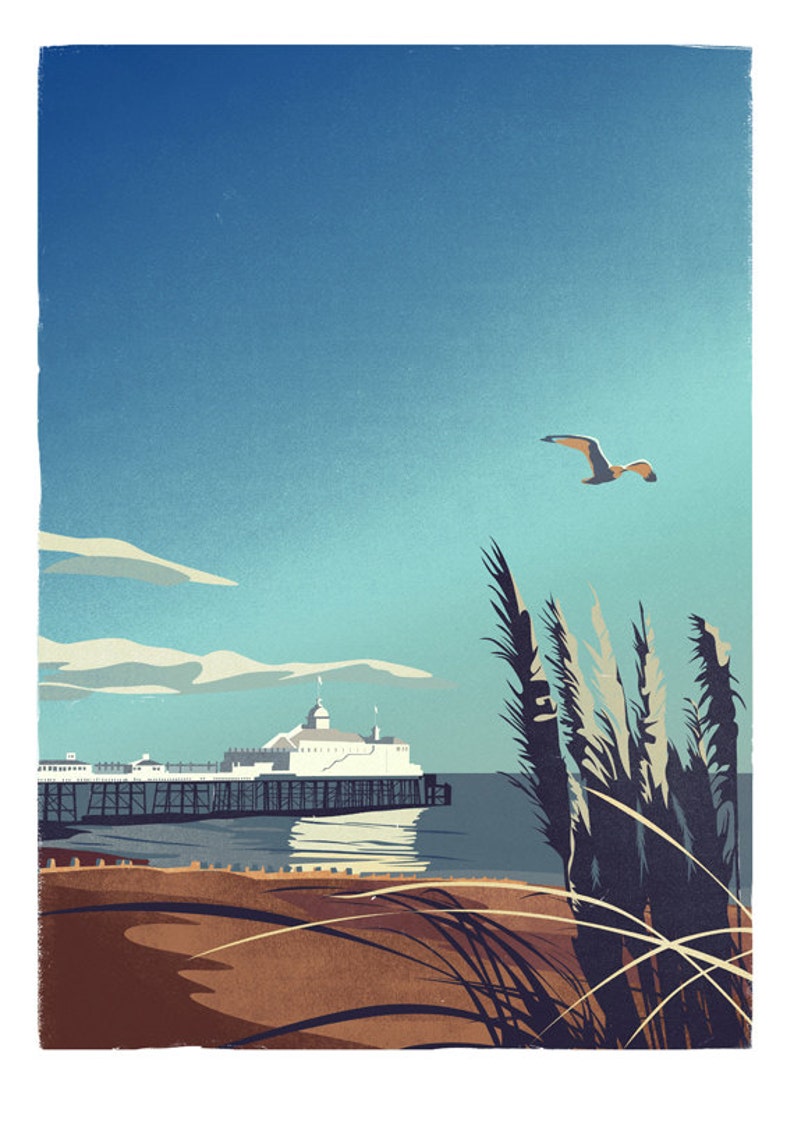 Eastbourne Pier retro print a3 Etsy