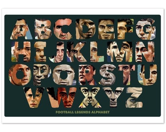 PRINT - Illustrated world football ledgends a-z (Guess them all?)