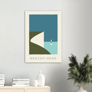 Beachy Head Minimalist Digital Download | Sussex Coastal Art | Printable UK Seascape | Modern Wall Decor | Eastbourne Cliffs Poster