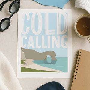 Durdle Door Art Cold Calling Digital Download | Minimalist Wild Swimming Poster | Cold Water Sea Swim Wall Art | Coastal Mental Health Decor
