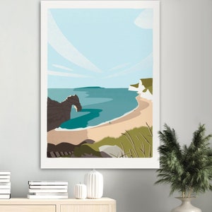 Durdle Door Digital Download | Jurassic Coast Landmark Art | Printable Dorset Coastal Print | Minimalist UK Seascape Decor