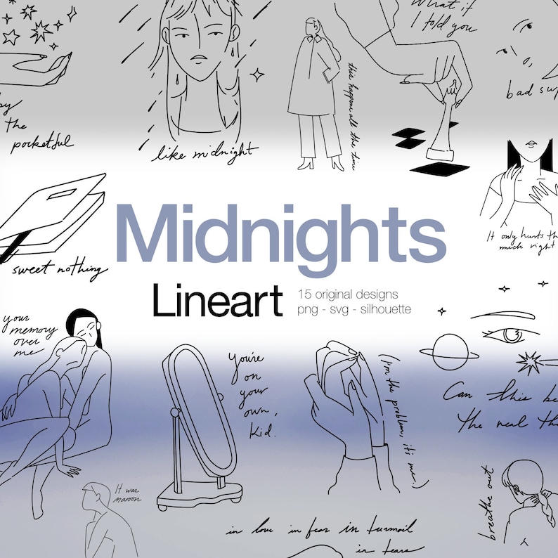 Taylor Swift Midnights Minimal Line Art SVG Vector Files for Printing