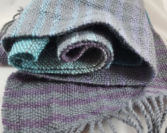Handwoven Purple & Blue Scarf - Woven scarf, rigid heddle loom, ombre scarf, OOAK