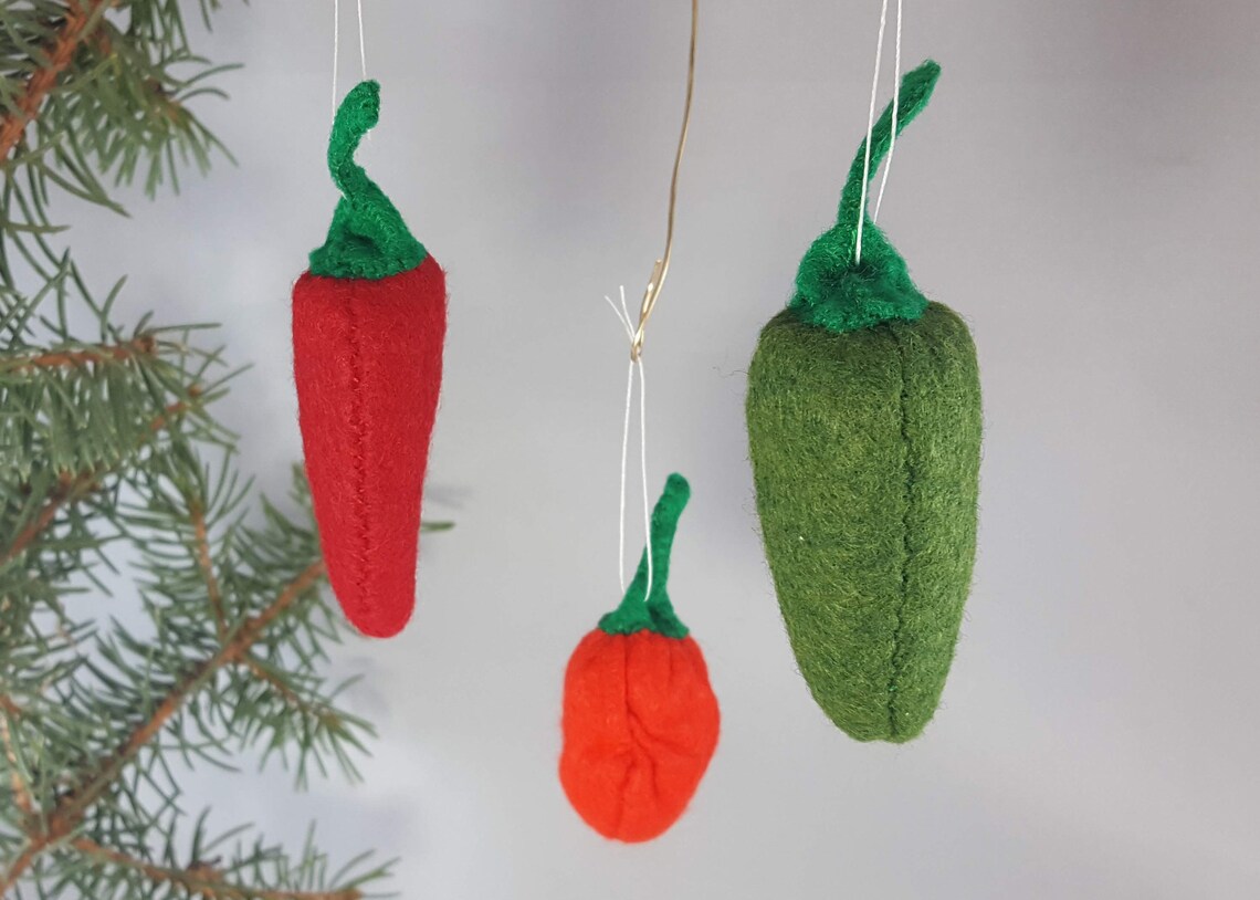 Felt Pepper Ornaments Handmade felt food ornament Habanero Etsy