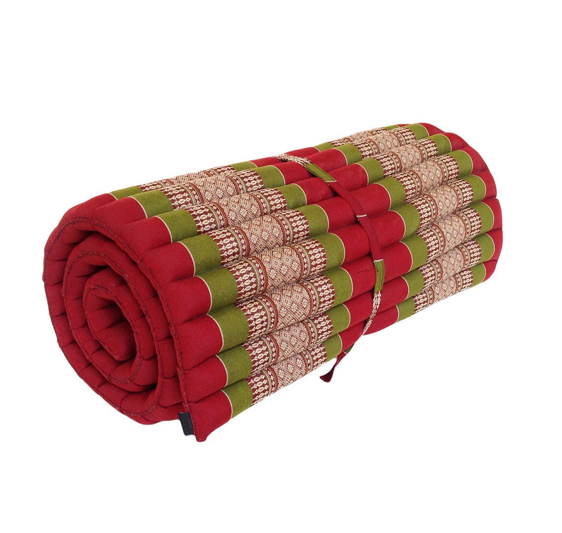 Thai Kapok Rollup Floor Cushion 200 X 80cm Green Burgundy Etsy UK