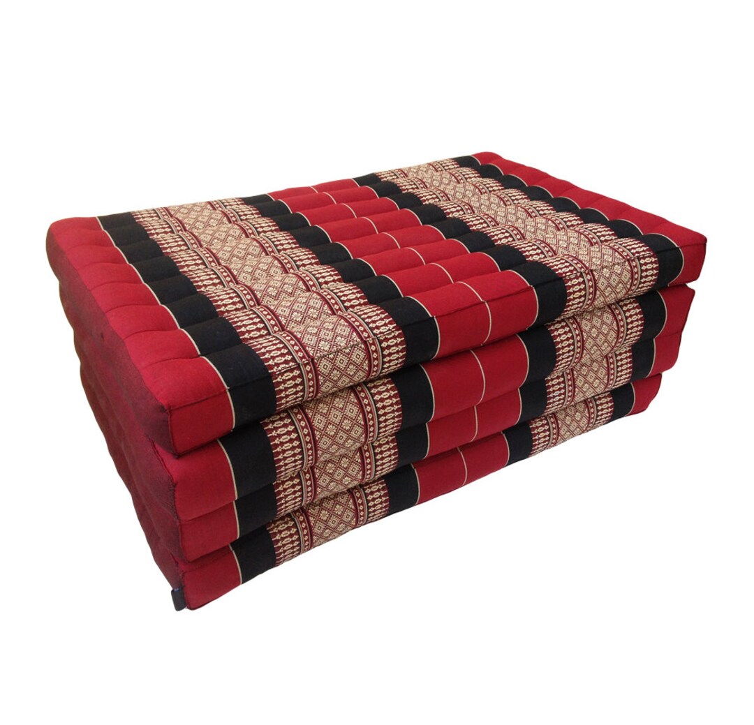 Thai Kapok Extra Wide 4fold Floor Cushion Black Red Etsy UK