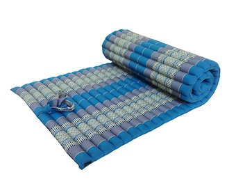 Thai Kapok Roll-Up Floor Cushion 200 x 80cm ~ Blue