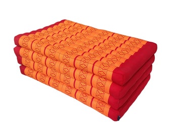 Thai Kapok Extra Wide 4-Fold Floor Cushion ~ Orange, Red