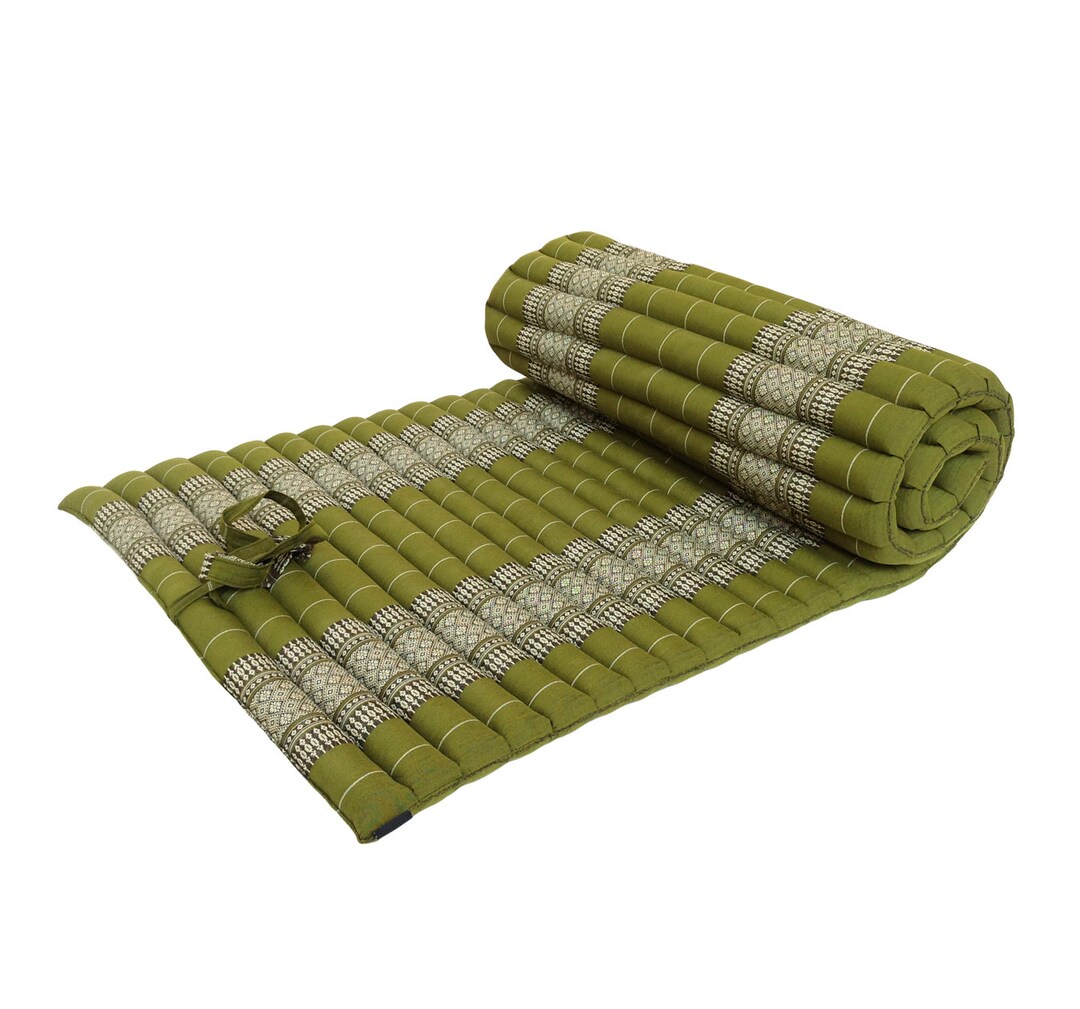 Thai Kapok Rollup Floor Cushion 200 X 80cm Green Etsy