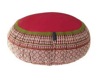 Thai Kapok Zafu Meditation Floor Support Cushion ~ Burgundy Green