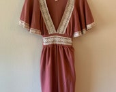 1970s Flutter Sleeve Dress