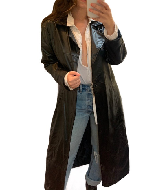 Unisex Faux Leather Trench Coat (soft)