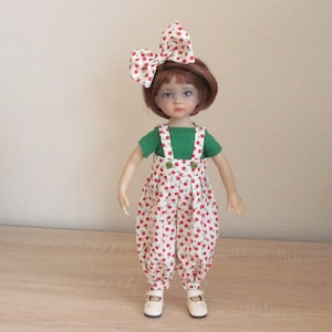 Red and green floral romper for Dianna Effner 13&quot; Little Darling  Hand Made OOAK by JEC
