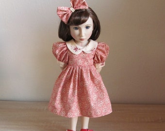 Red rose puff sleeve dress for 16" BJD  A Girl For All Time, Handmade fashion by JEC