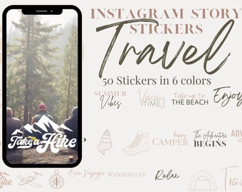 Instagram story-klistermärke, reseklistermärke, camping-clipart, sommarberättelse-instagramikon