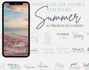 Summer Instagram sticker, Vacation Sticker, Summer Clip Art, Instagram Story