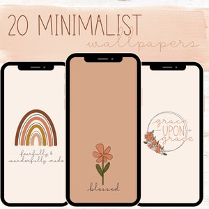 Minimalist Phone Wallpaper Pack, christliche Zitate iphone Tapete, botanische Tapete, Boho Tapete, digitale Tapete
