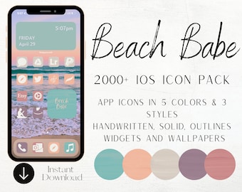 2000+ app icons, beach aesthetic iOS 14 icons,  iOS 15, beach wallpaper, iphone wallpaper