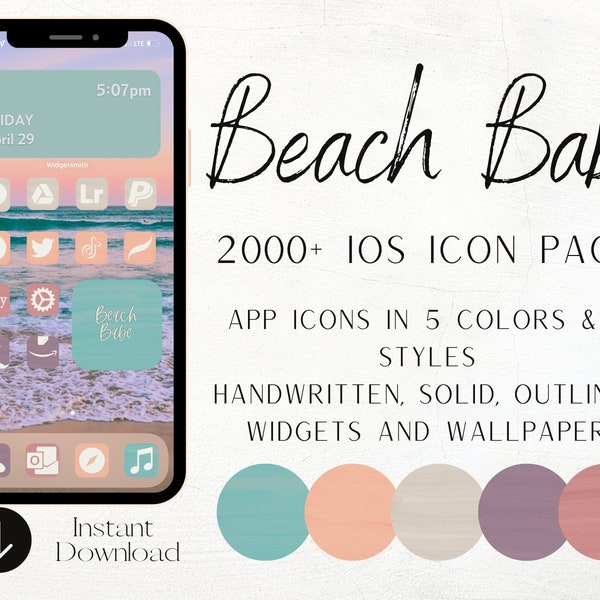 2000+ app icons, beach aesthetic iOS 14 icons,  iOS 15, beach wallpaper, iphone wallpaper