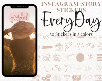 Jeden Tag Instagram Aufkleber | Basic Instagram Theme | Instagram Story Aufkleber | Gekritzel-Aufkleber