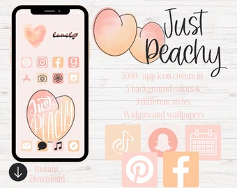 5000+ appikoner, Just Peachy iOS 14-ikoner, Peach iPhone-bakgrund, iOS 15, iOS 16