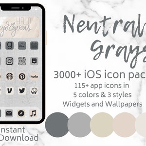 3000+ app icons, Neutral Gray iOS 14 icons, iOS 15, iOS 14 aesthetic, iphone icons