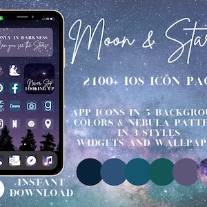2400+ app icons, Nebula iOS 14 icon pack, iOS 15, Night Sky Aesthetic iphone wallpapers