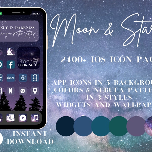 2400+ app icons, Nebula iOS 14 icon pack, iOS 15, Night Sky Aesthetic iphone wallpapers