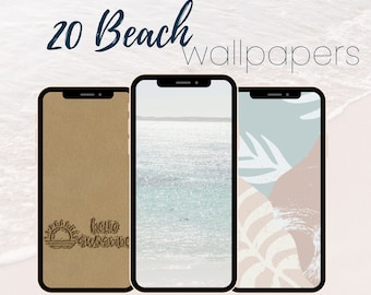 Strandtelefonbakgrundspaket, Tropisk tapet, Strand iPhone-bakgrund, Abstrakt tapet, Digital bakgrund