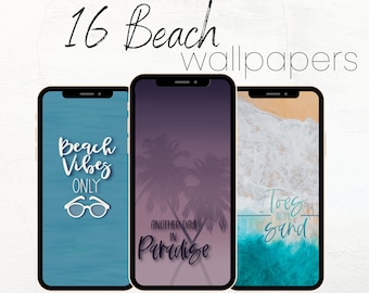 Strandtelefonbakgrundspaket, Tropisk tapet, Strand iPhone-bakgrund, Abstrakt tapet, Digital bakgrund