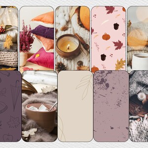 K&ouml;nnte beinhalten: Eine Collage aus Bildern mit gem&uuml;tlichen Herbstszenen, darunter eine warme Decke, eine Tasse Kaffee, eine Kerze und verschiedene Herbstmotive.