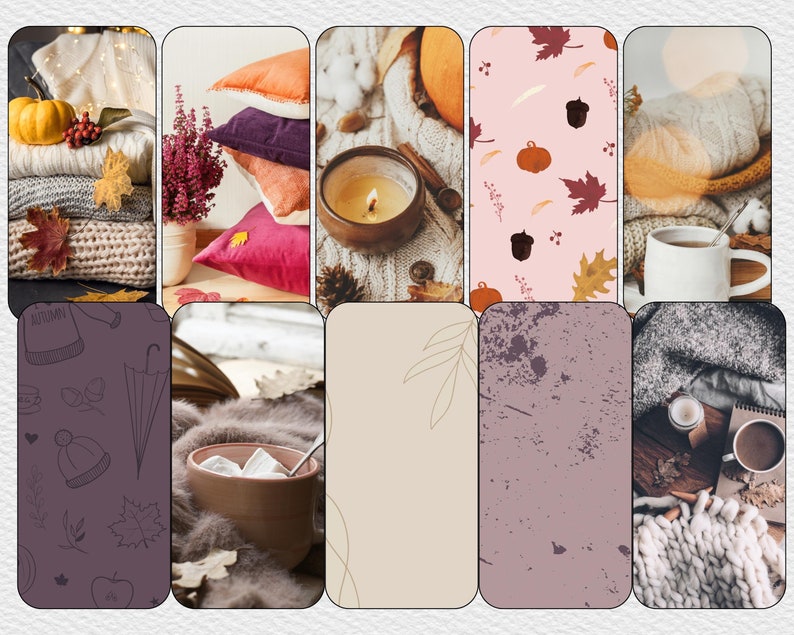 K&ouml;nnte beinhalten: Eine Collage aus Bildern mit gem&uuml;tlichen Herbstszenen, darunter eine warme Decke, eine Tasse Kaffee, eine Kerze und verschiedene Herbstmotive.