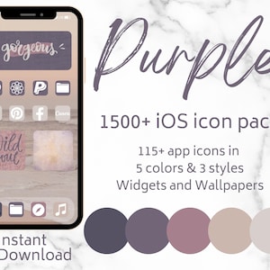 1500+ app icons | Purple iOS 14 icons | iOS 15 | iOS 14 aesthetic | iphone app icons