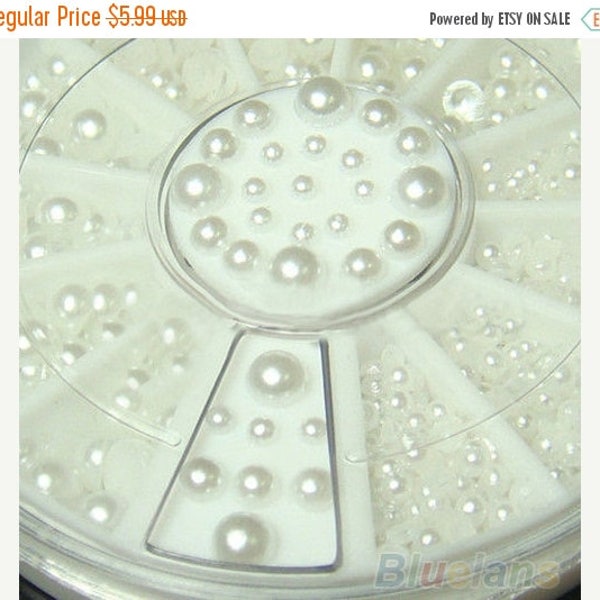 On Sale 120 pcs Assorted mix pearl Pearl Nail Art Stickers  Beads DIY Handmade & Nails Decoration Gold Nail Art