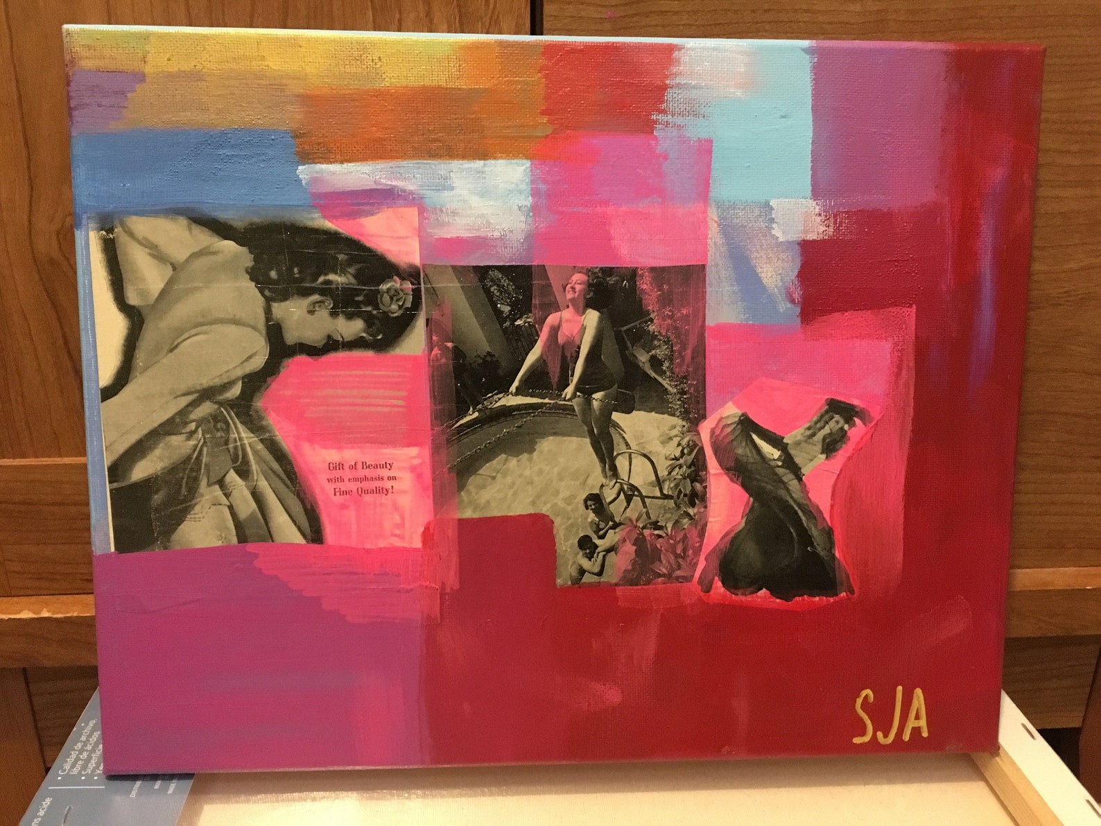 Gift of Booty Collage/painting on Canvas by SJA 11x14in. Etsy