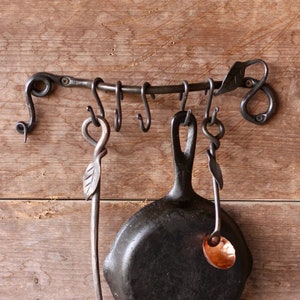 Leafy Pot and Pan Holder Rack Hand Forged Blacksmith