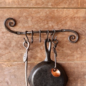 Curly Pot and Pan Holder Rack Hand Forged Blacksmith