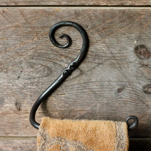 Hand Forged Hand Towel Rack Holder Hook Blacksmith Scrolled Design