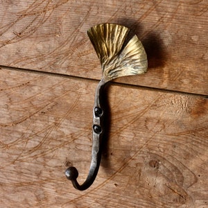 Ginko Leaf Hook - Decorative Wall Mounted Hook Blacksmith Handmade Hand Forged