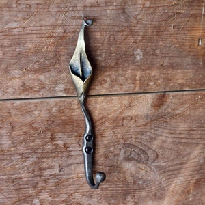 Calla Lilly Hand Forged Wall Hook | Blacksmith Wrought Iron Coat Hook, Decorative Wall Hook, Coat Hanger, Vintage Wall Hook