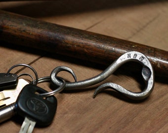 Hand Forged Steel Belt Loop Keychain Bottle Opener Personalized