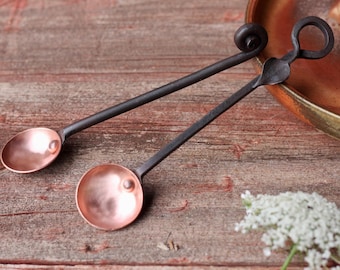 Hand Forged Copper & Steel Half Tablespoon | Blacksmith Measuring Spoon