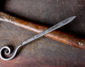 Personalized Spiral Scroll Letter Opener | Hand Forged Blacksmith Paper Knife Gift