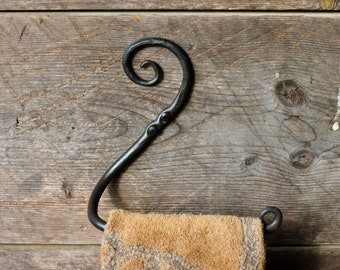 Hand Forged Scroll Towel Holder | Blacksmith Metal Rack