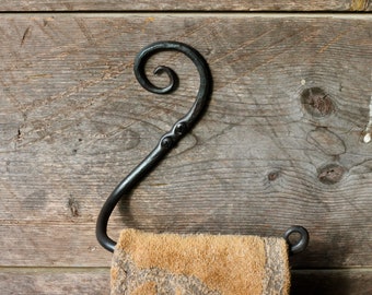 Hand Forged Hand Towel Rack Holder Hook Blacksmith Scrolled Design