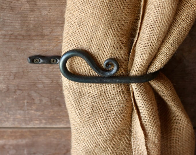 Curtain Tie Back Hand Blacksmith Scroll Window Etsy